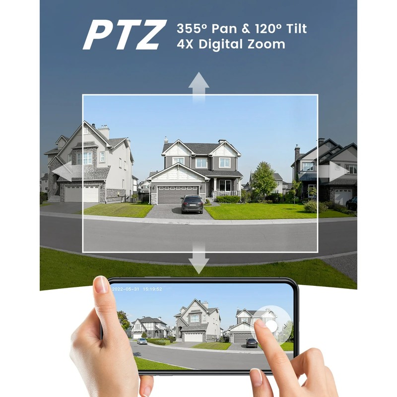 ieGeek Outdoor 5MP PTZ Security Camera 360° Wireless Home Battery WiFi CCTV Cam gallery