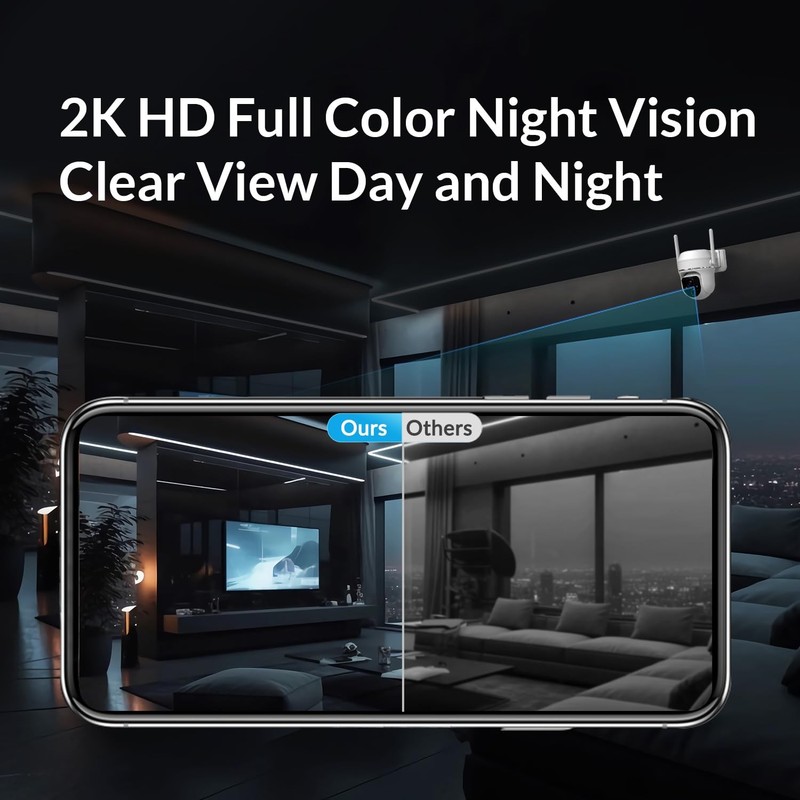 Vicohome 2K Solar Wireless WiFi Security Cameras Outdoor, 355° PTZ, Solar & B... gallery