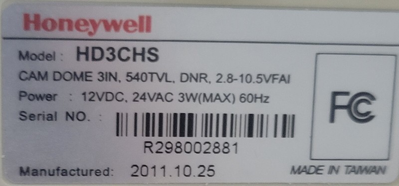HONEYWELL HD3CHS Security Color Digital Camera