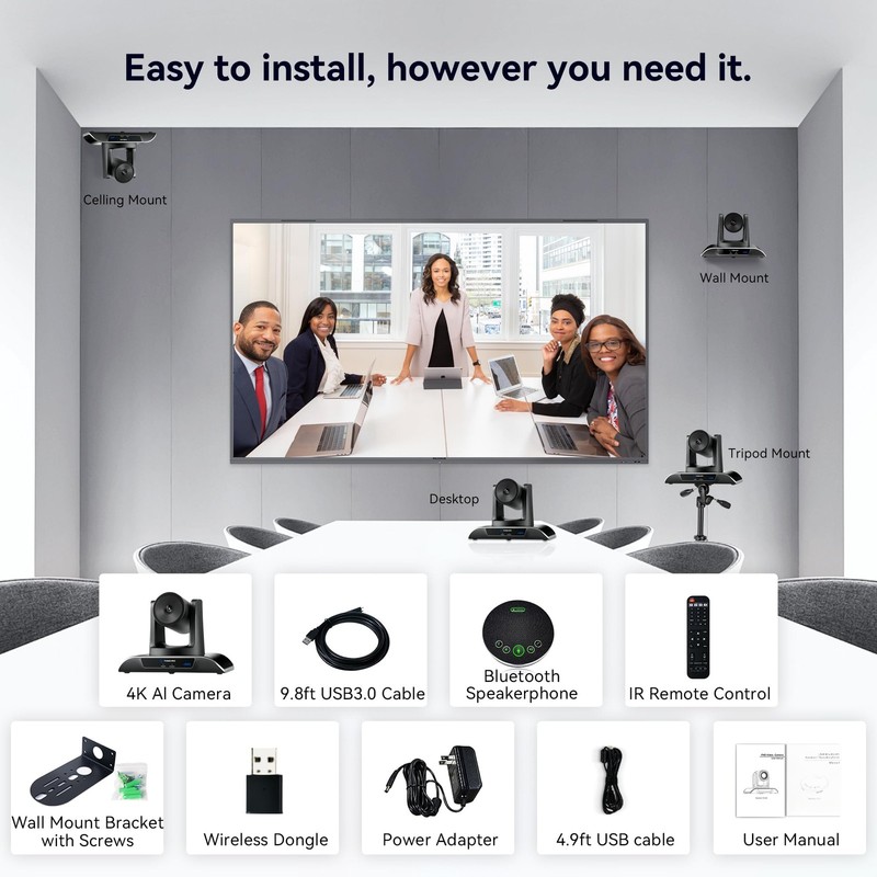 4K PTZ Conference Camera Auto-Tracking Gesture Control 120 Degree USB3.0 Zoom gallery