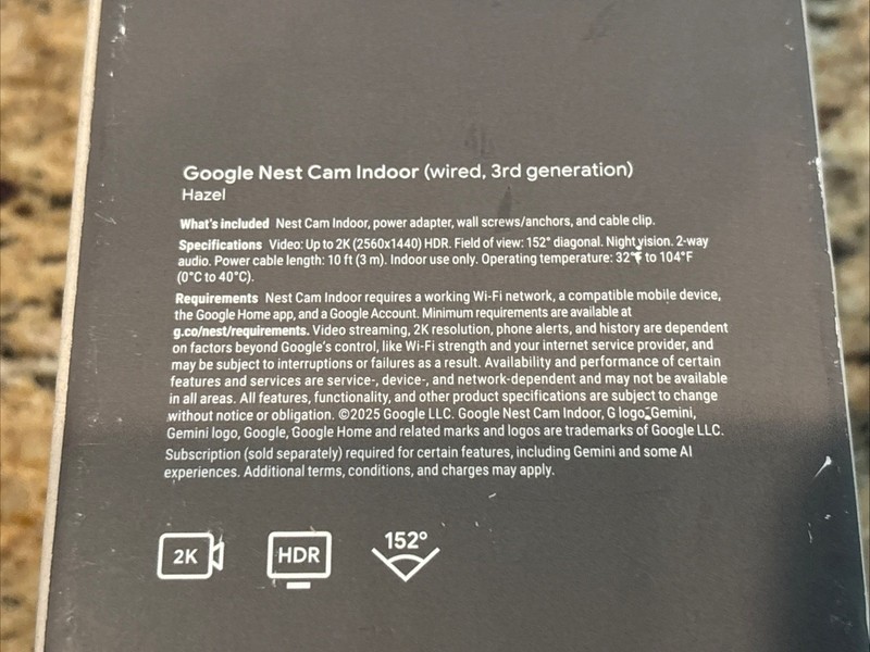 New Google Nest Cam Indoor (Wired, 3rd Generation) Security Camera, Hazel G1NRR gallery