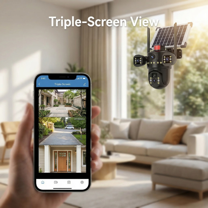 Solar Battery Powered Wireless Security Camera System WiFi IP Home Outdoor US gallery