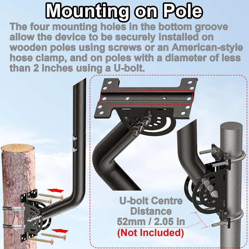 Heavy Duty 28" Adjustable Antenna Wall Mount Bracket - 2-Pack Black gallery