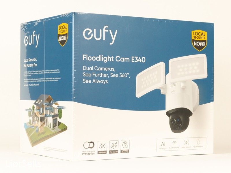 NEW Sealed Eufy Floodlight Cam E340 3K Dual Camera 360 Pan Tilt WiFi