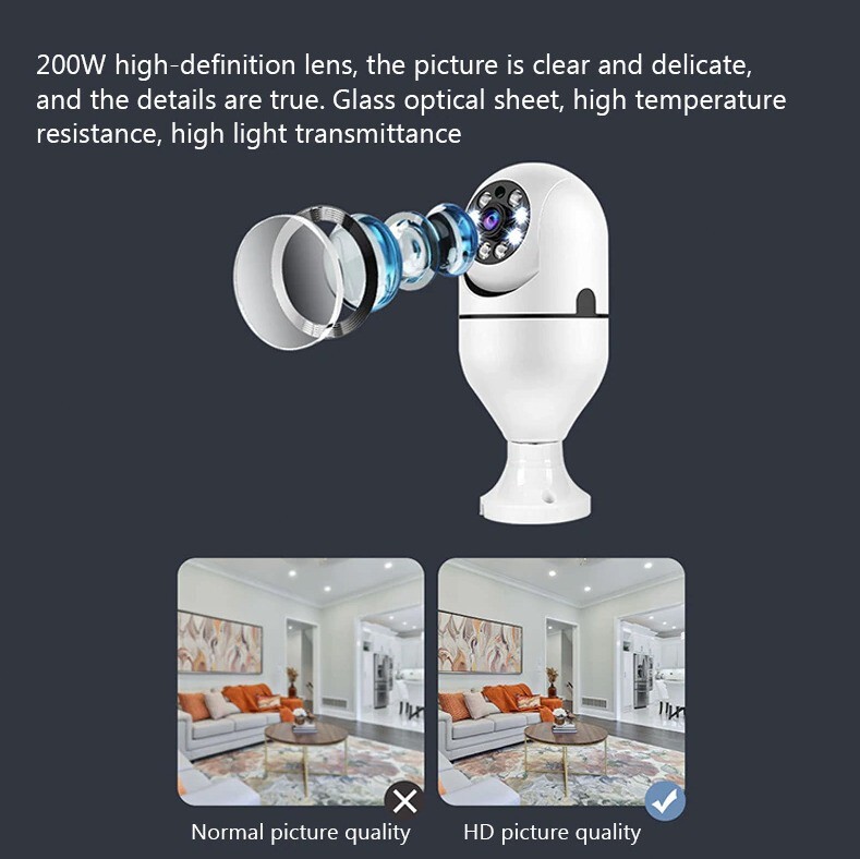 3Pcs Wireless WiFi Security Camera System Outdoor Night Vision E27 1080P Smart gallery