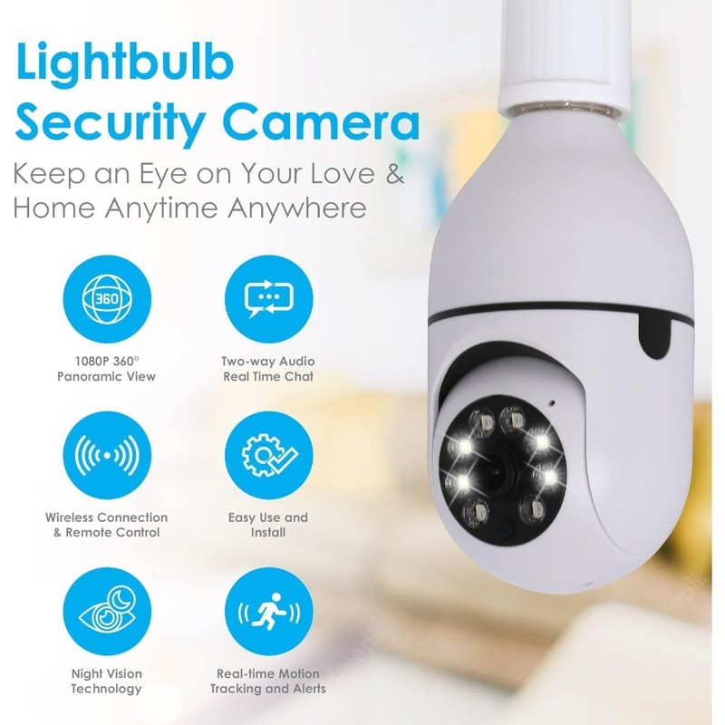 1/2Pcs Bulb-type Security Camera, 2.4GHz Wireless WiFi Surveillance Camera gallery