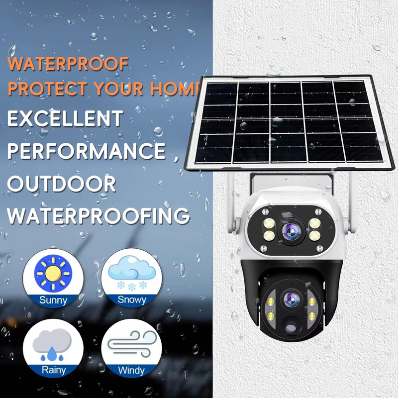 Solar Camera With 4G Sim Card 12MP Dual Lens Outdoor Waterproof CCTV Video Camar gallery