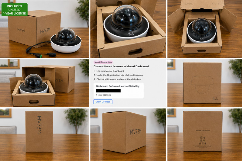 Cisco Meraki MV73M-HW 4K Outdoor Dome Camera 512GB + Unused 1-Year License gallery