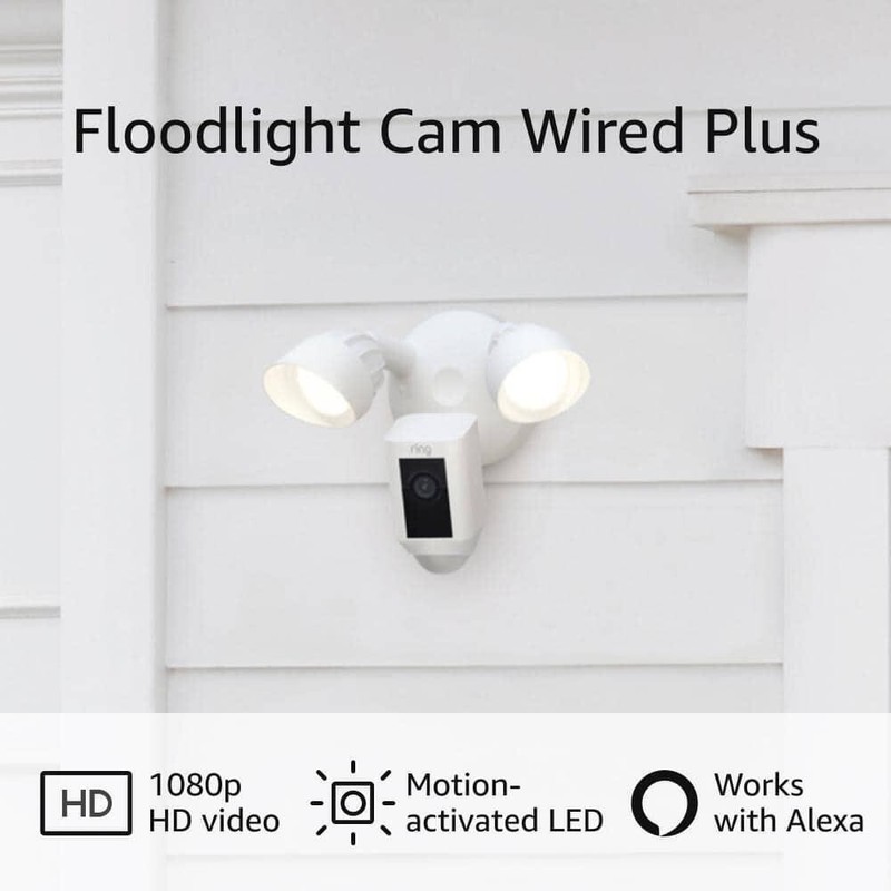 Ring Smart Security Cameras 7" Floodlight Wired Two-Way Talk+Night Vision White gallery