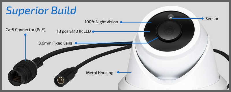 GW 6MP 3.6mm Wide Angle Lens Waterproof Microphone Turret PoE IP Security Camera gallery