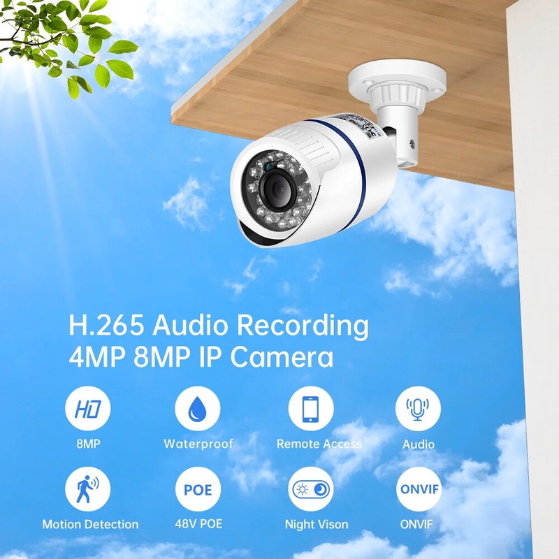4K 8MP Security HD Camera Outdoor Waterproof 4MP IR Night Vision Detection CCTV gallery