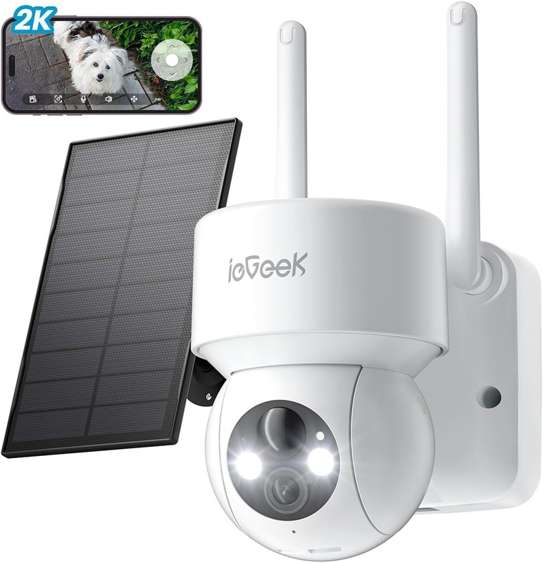 ieGeek 2K Wireless Solar Powered Security Camera Outdoor WiFi Color Night Vision