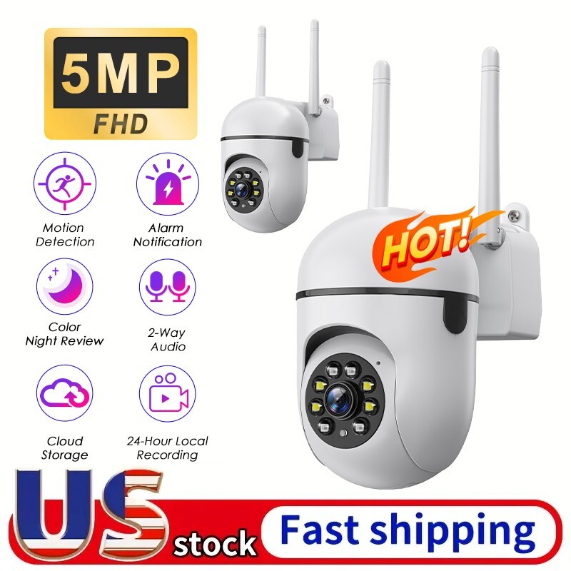 2PCS 5MP PTZ WIFI Home Security Camera Wireless Color Two-Way Audio for Baby Pet