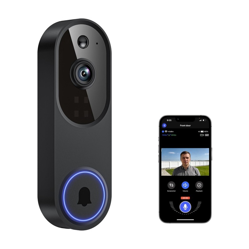 Doorbell Camera M52, Security Camera Outdoor/Indoor, 1080 HD with Night Visio…
