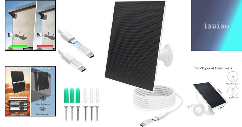Lightweight 360° Adjustable Solar Panel with 9.8ft Cable for Easy Outdoor Use gallery