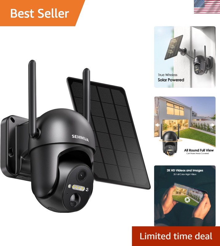 PIR Sensor Solar Security Camera – 360° Viewing & Smartphone Control for Safety