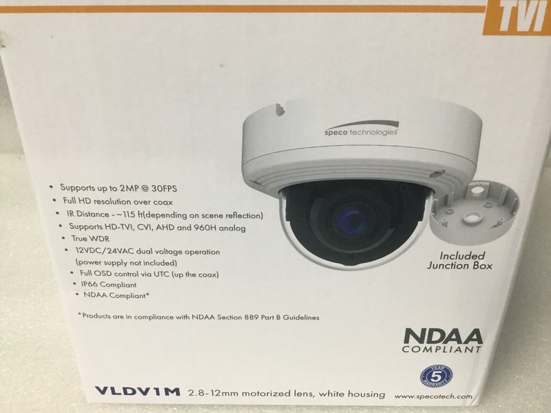 SPECO VLDV1M Security Color Camera W/2.8-12mm 2MP Full HD-TVI AHD CVI 960H NEW! gallery