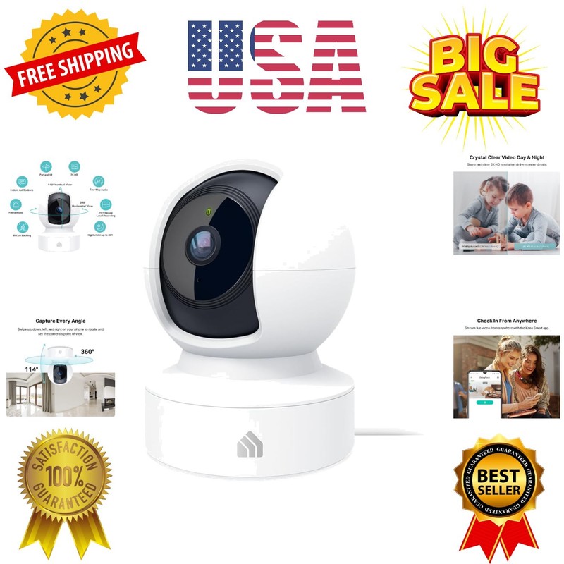 Kasa 2K QHD Security Camera Pan/Tilt, Starlight Sensor for Color Night Vision…