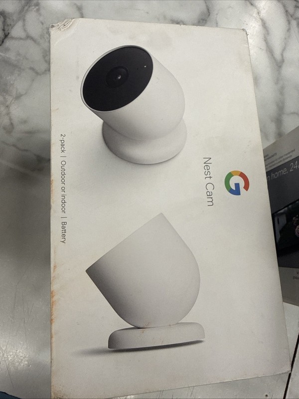 Google Nest Security Indoor Outdoor Cameras G3AL9 (Snow) 2-Pack with box gallery