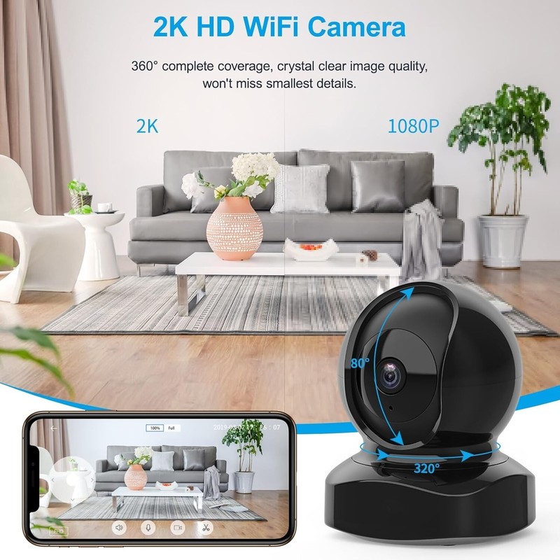 WiFi Cámara IP HD 2K Camara de Seguridad Para Bebés y Hogar Vision Nocturna NEW gallery