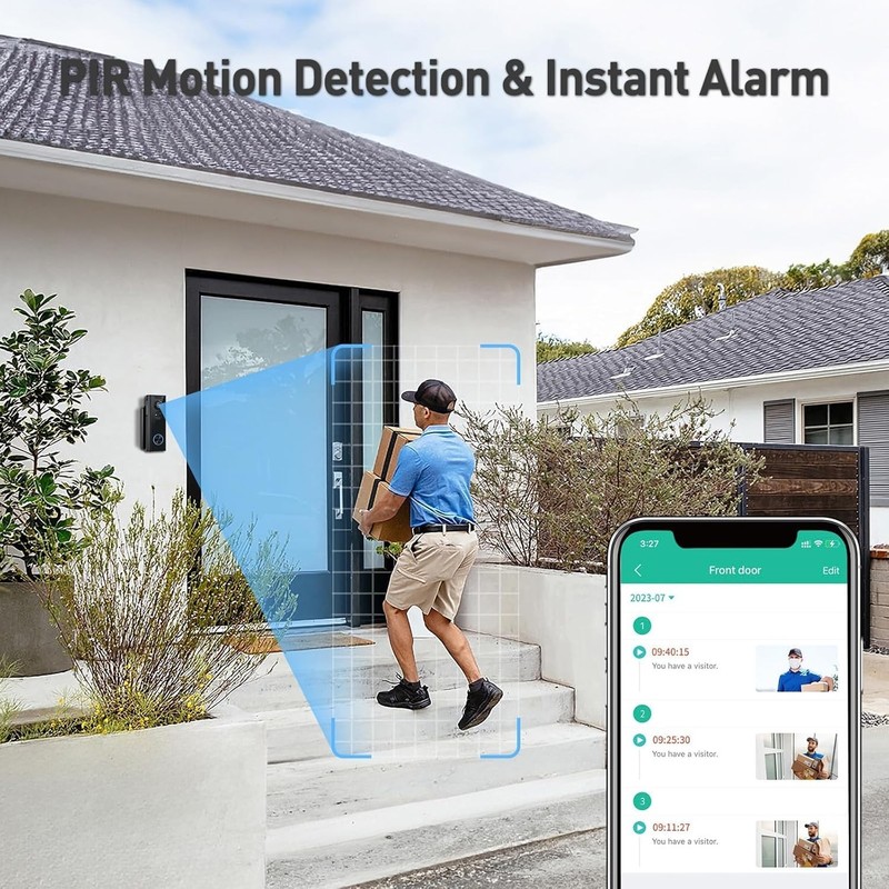 Smart 2K Doorbell Camera with Chime, 2-Way Audio & Instant Alerts - Waterproof gallery