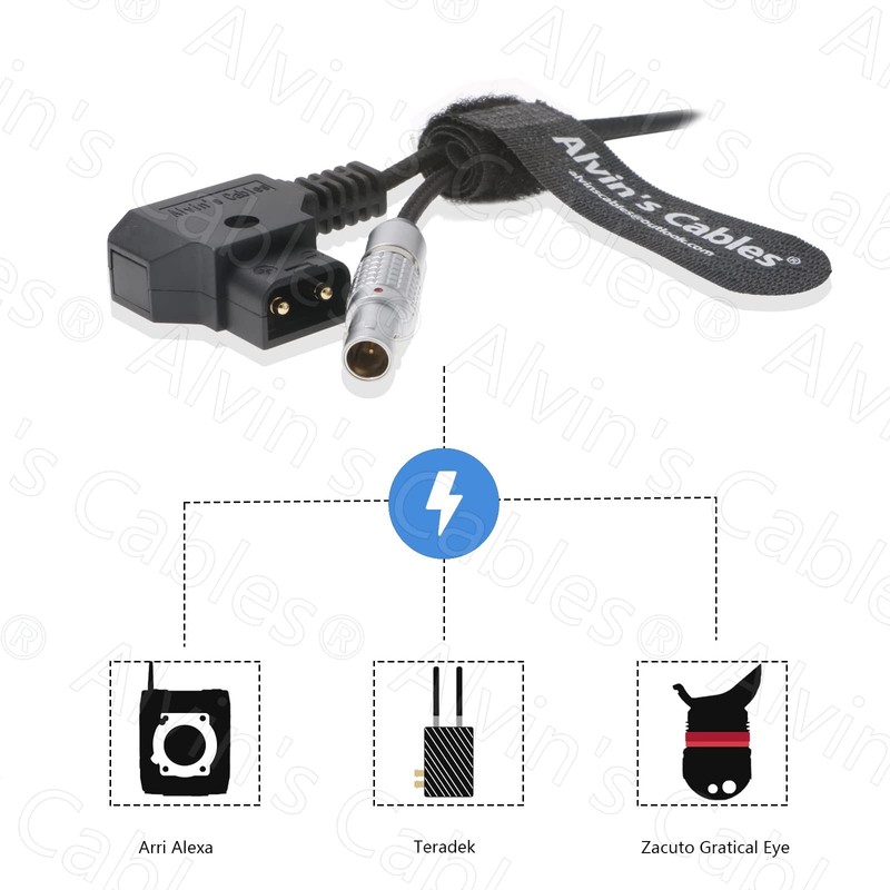 Flexible 2 Pin Male to D-tap Power Cable for Teradek, SmallHD Monitor, Vaxis ... gallery