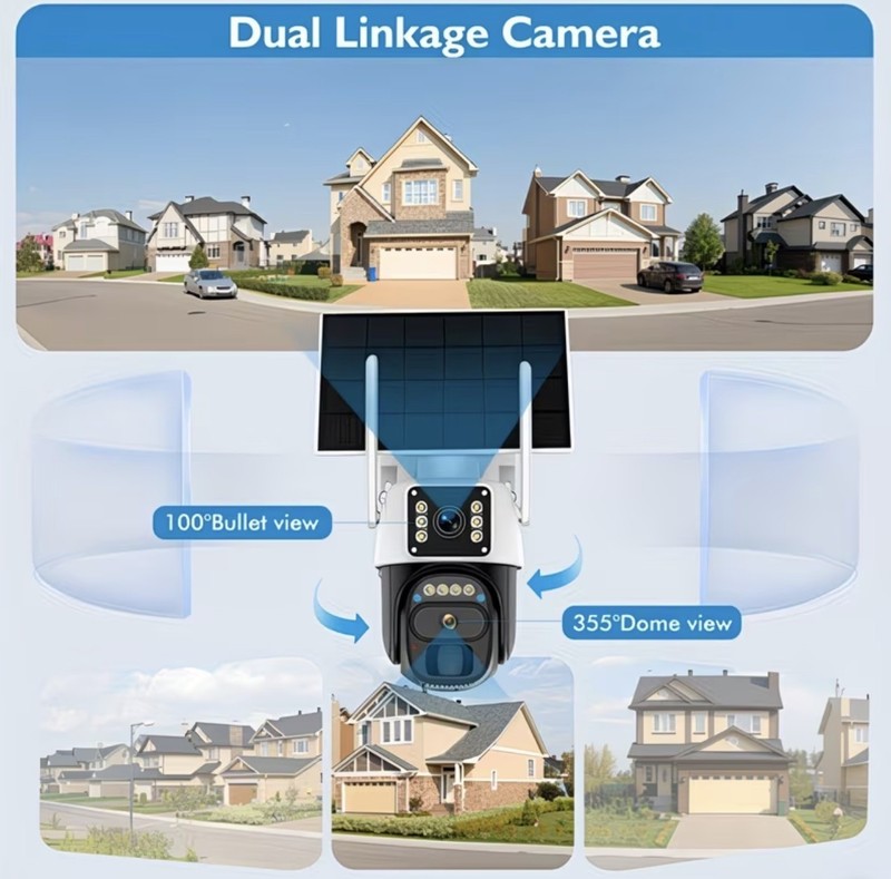 10x Zoom Dual Lens Solar Security Camera Outdoor, 360 Degrees, Wireless gallery