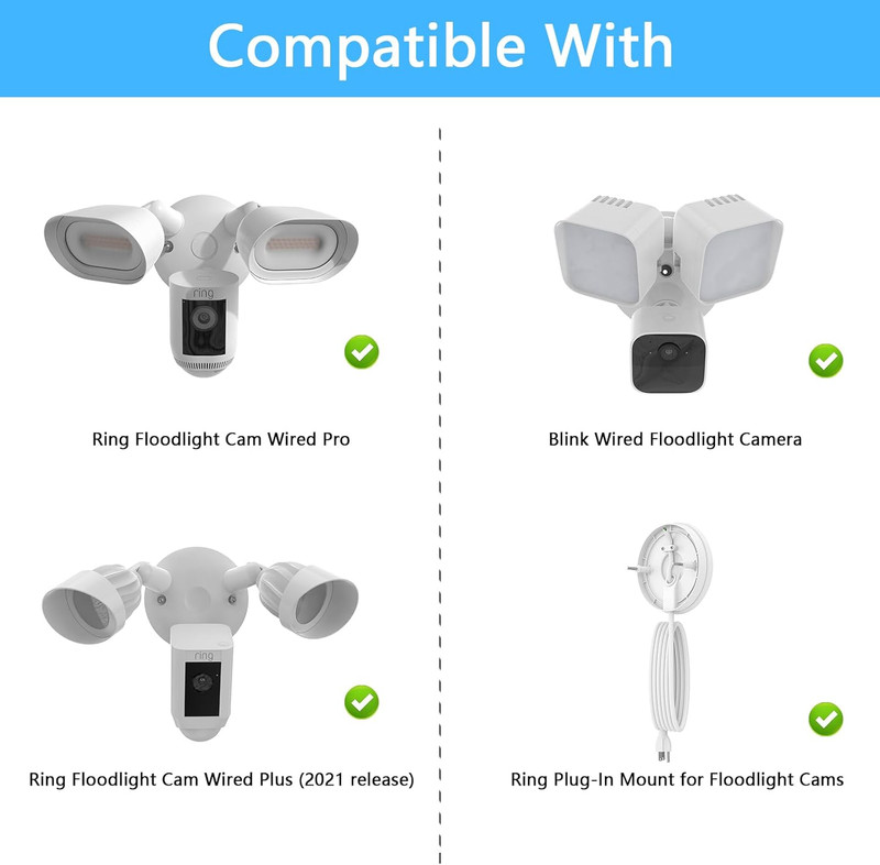 Outdoor Camera Eave Mount Bracket Compatible with R-Ing Floodlight Cam Wired Pro gallery