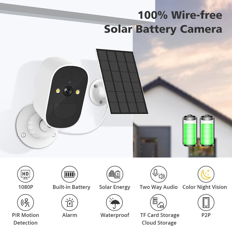 1080P Solar Battery Powered Wireless WiFi Outdoor Home Security Camera -TD3-GK2