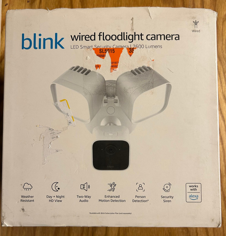 Blink Wired Floodlight Camera 2600 Lumens HD Security Camera Open Box