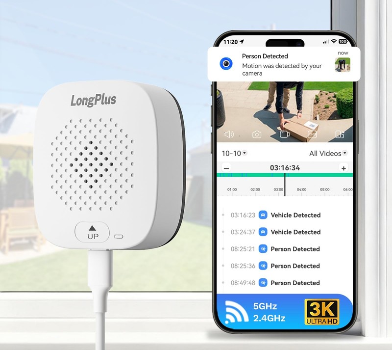 LongPlus 5MP 3K Window Camera Home Security 2.4G 5G WiFi Wireless Safeview
