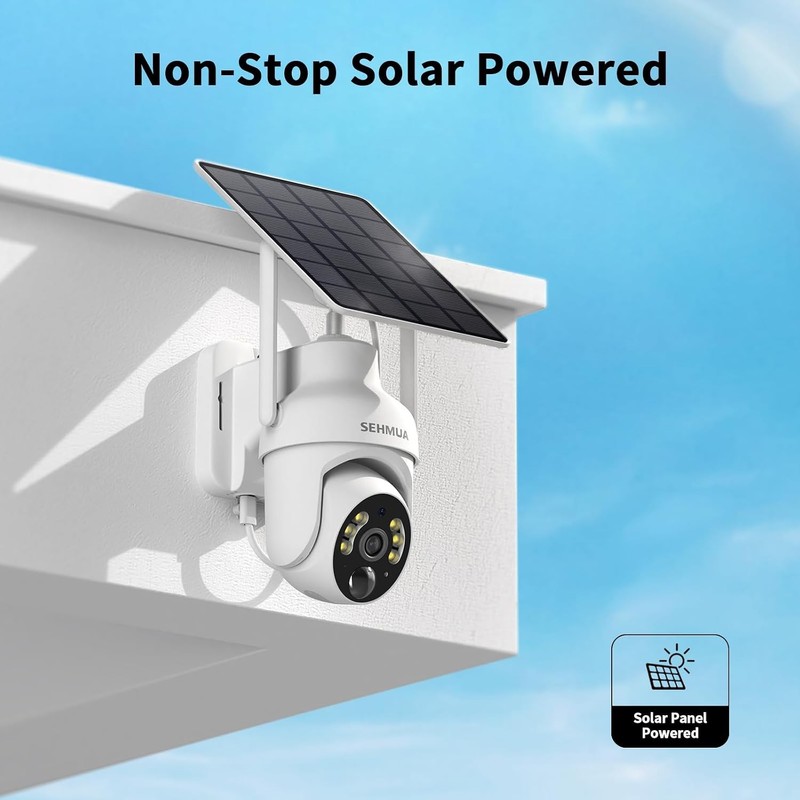 SEHMUA 2K Solar Security Cameras 2 Pack 360 PTZ WiFi gallery