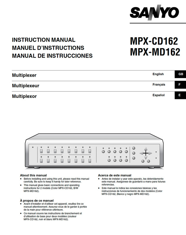 Sanyo MPX-CD162 Security Surveillance 16 Camera Multiplexer Owner User Manual