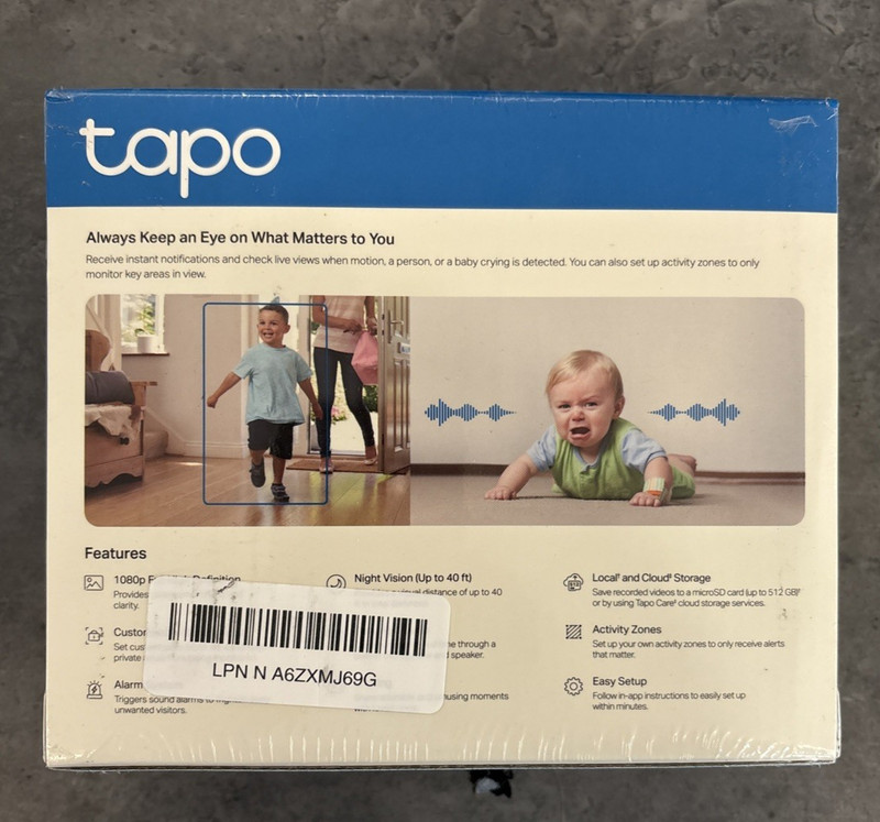 TP-Link **Tapo C100** 1080P HD Indoor Camera for Baby/ Pet Monitor, NEW SEALED gallery