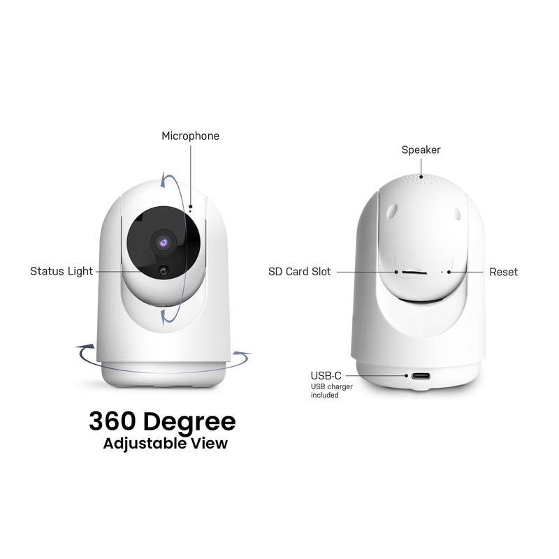 Feit Electric Indoor Security Camera with Motion PLUG-IN DESK CAMERA, White gallery