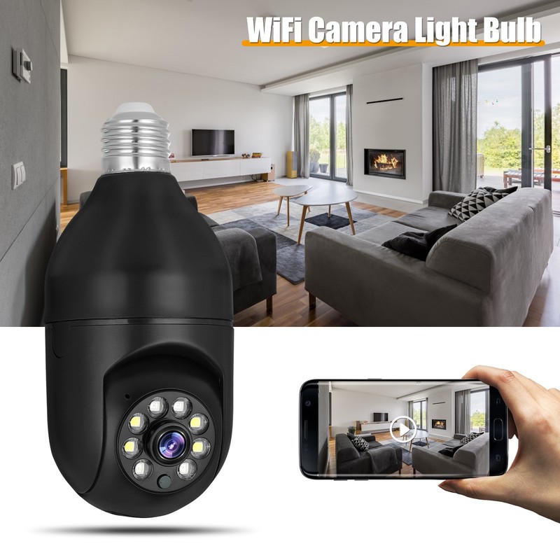 Bulb Dome Camera black 360 Degree HD 1MP Smart Home Surveillance Camera Security gallery