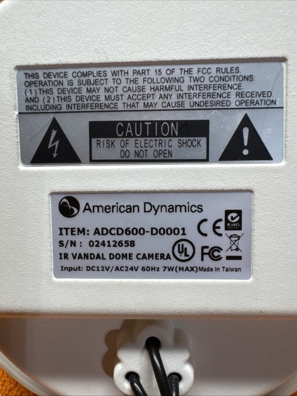 DN #8•American Dynamics ADCD600-D0001 IR Vandal Proof Dome Camera New Old Stock gallery