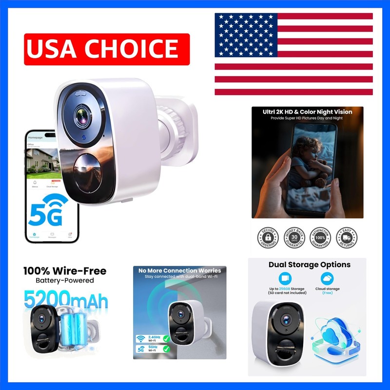 2026 Upgraded 2K Security Cameras Wireless Outdoor, Free Cloud Storage, 1-6 …