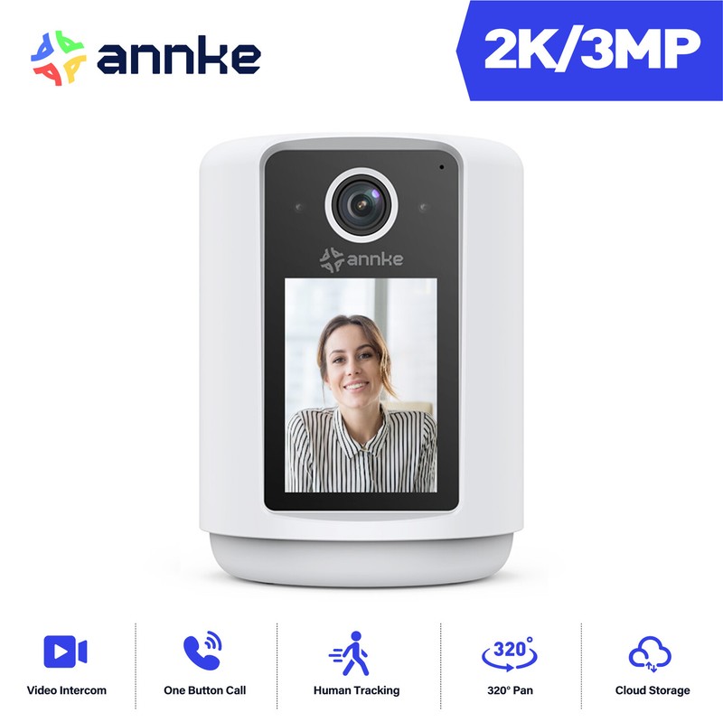 ANNKE 3MP Wireless Pan Security IP Camera WIFI Two Way Video&Audio 2.4” Screen