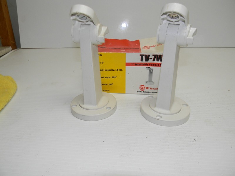 Lot of 2 ea. ATW Security TV7W TV-7W 7 Inch Camera Mount Bracket Stand White gallery