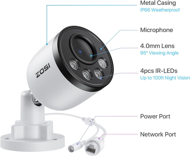 ZG1804E 4MP Add-On Camera with Audio,Outdoor Poe Security Camera with Night Visi gallery