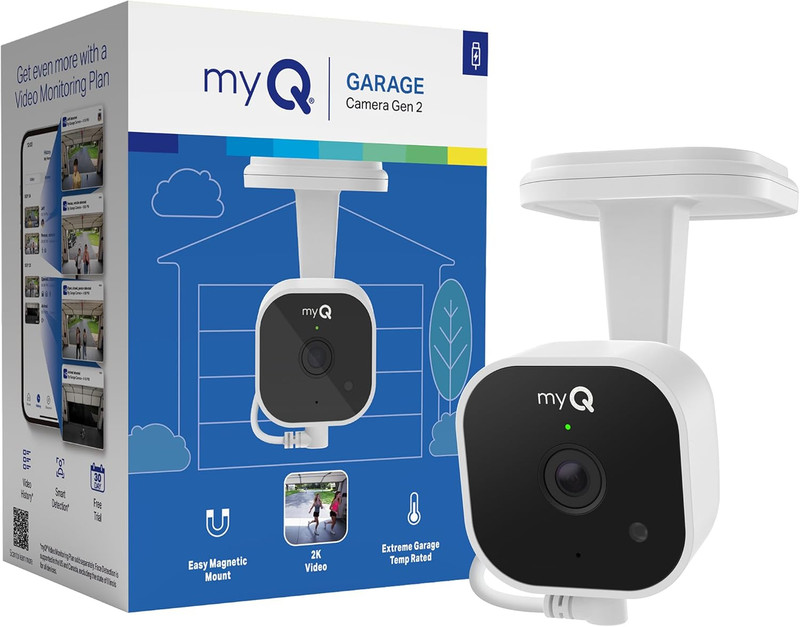 Myq Garage Plug-In Camera Gen 2 – 2K Smart Wi-Fi Garage Camera with Night Vision