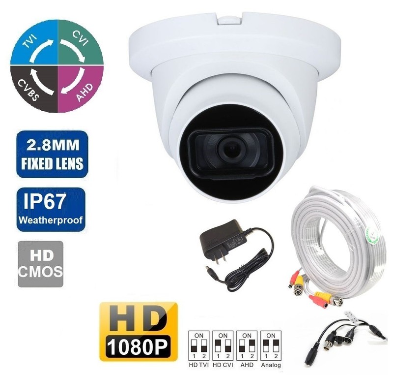 HD 5MP Dome Security Camera Kit (50FT Cable and Power supply), 30M Smart IR CVI