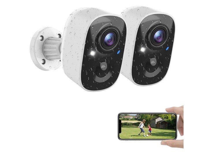 2K Security Cameras Wireless Outdoor, 2 Pack Battery Powered WiFi Cameras for Ho gallery