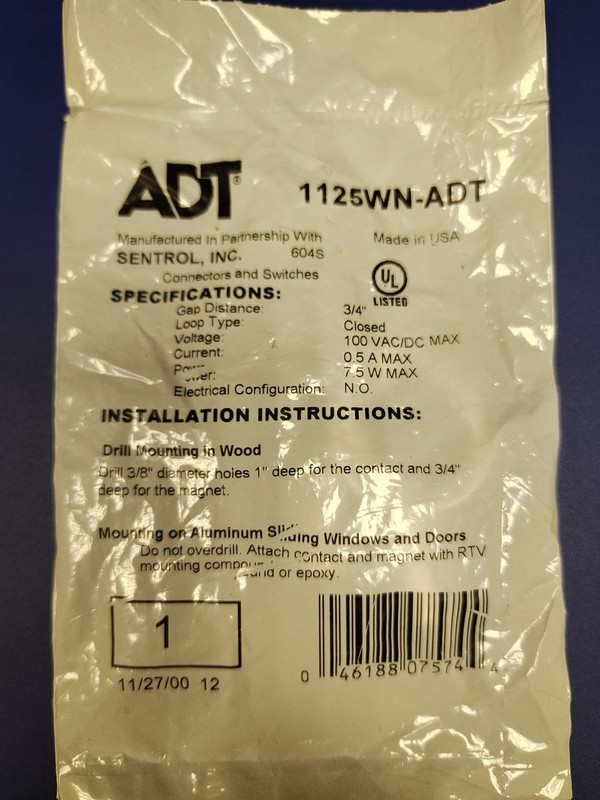GE Interlogix Sentrol 1125WN ADT 3/4″ Gap Distance Alarm Door Contact No Magnet