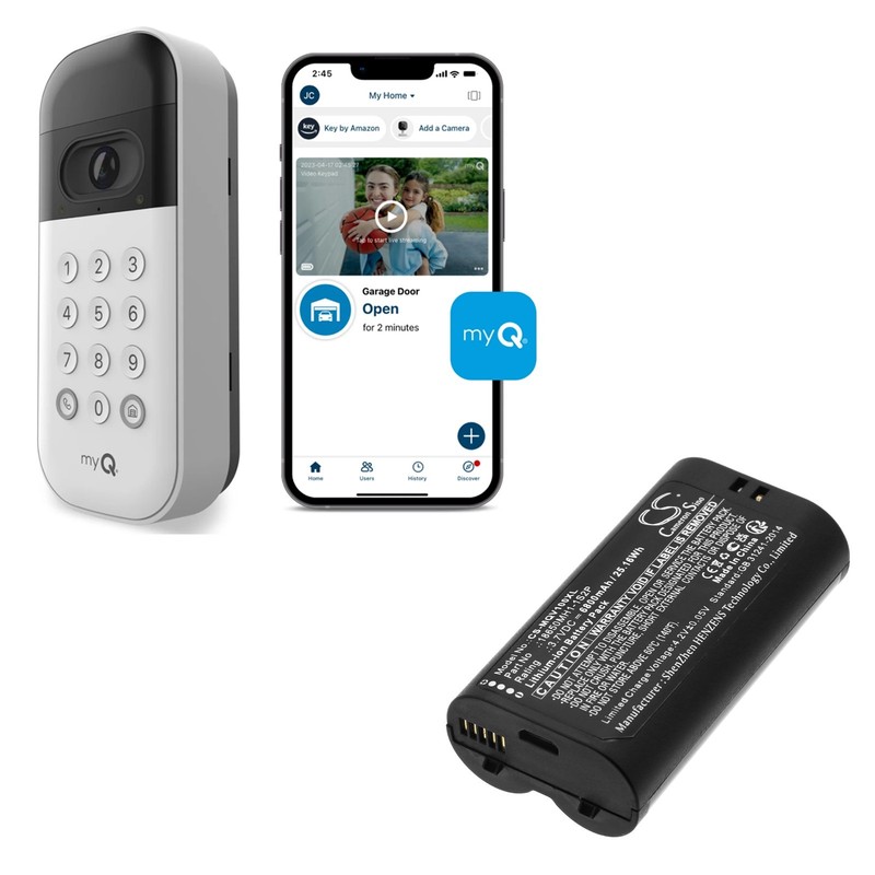 BATTERIE 6800mAh Type 18650MH1-1S2P For MYQ Smart Garage Video Keypad VKP1-MYQ