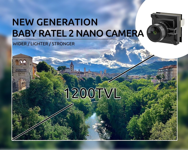 FPV Camera Ratel 2, 1/1.8inch Starlight Sensor Camera 1200TVL with FOV 165°Bi... gallery