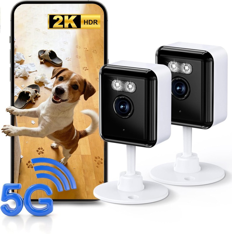2K Indoor Security Camera (2-Pack), Dual-Band 2.4/5GHz WiFi Pet & Baby Monito...