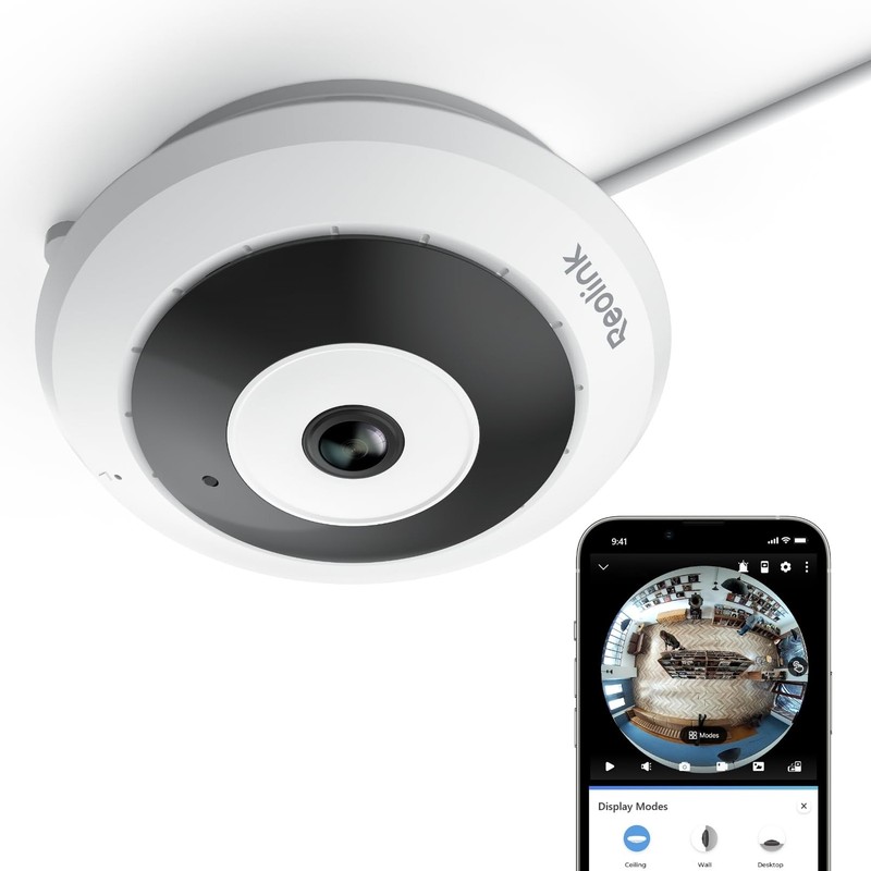 WiFi Security Fisheye Camera, 2K+ 6MP 360° Panorama, 2.4/5GHz WiFi Indoor Wir…