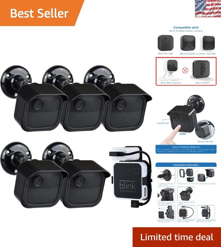 Compact 5-Pack Mounting Bracket for Blink Outdoor 4th & 3rd Gen Camera System